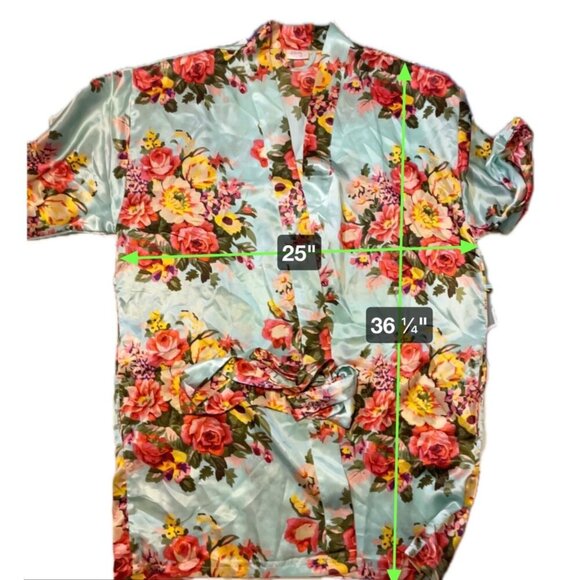 Ms Lovely Blue Floral Long Sleeve Robe SZ Extra Large - Picture 6 of 8